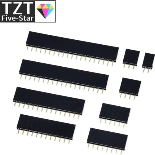 10PCS Single Row Pin Female Header Socket Pitch 2.54mm 1*2P 3P 4P 6P 8P 12P 15P 20P 40P Pin Connector For Arduino