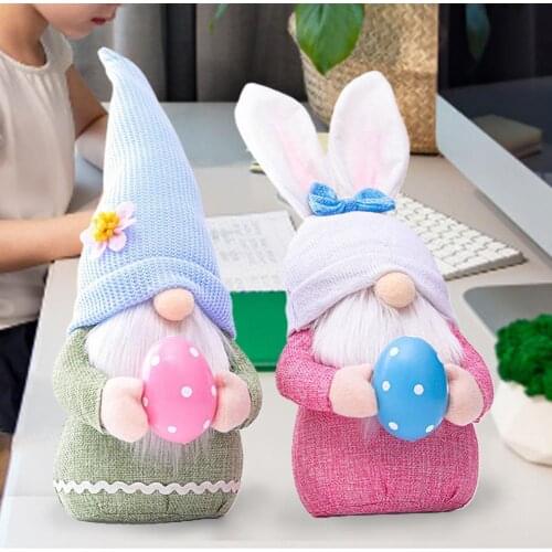Easter Plush Doll Faceless Home Decorations Ornaments Cloth Kids Easter Faceless Rabbit Plush Doll for Party Gift
