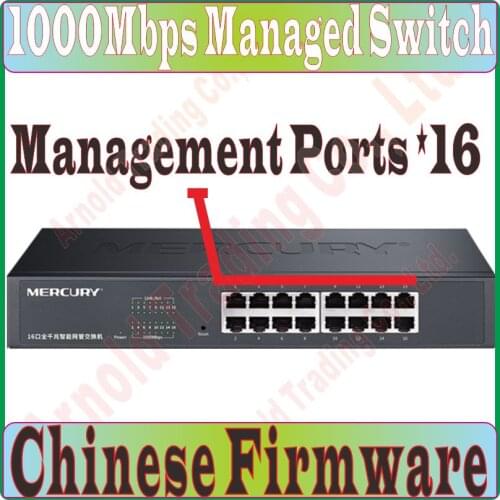 Chin-Firmware, 16 Ports 1000M Gigabit Managed Ethernet Switch, 100/1000Mpbs Manageable Network Switches, QoS, IGMP, VLAN, Loop