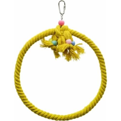 Pet Parrot Birds Cage Toy Cotton Rope Circle Ring Stand Chewing Bite Hanging Swing Climbing Play Toys for c.ckatiel E8BD