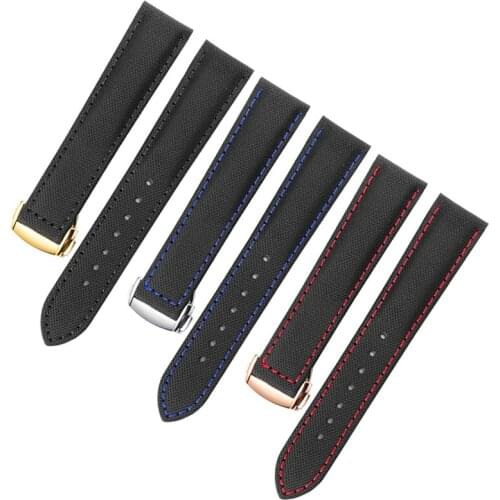 Nylon Watchband 19mm 20mm 21mm 22mm Black White Red Blue White Line Bracelet For Mido Citizen Canvas Folding Buckle Watch Chain