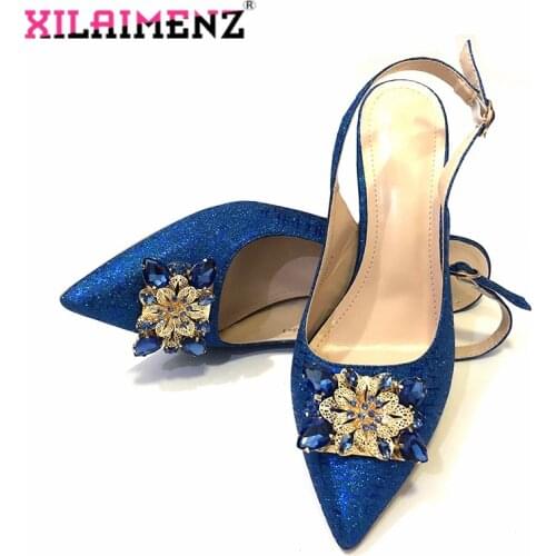 Royal Blue African Lady Sandals 2019 Summer High Heels Women Shoes High Quality African Sandals Pumps Shoes for African Wedding