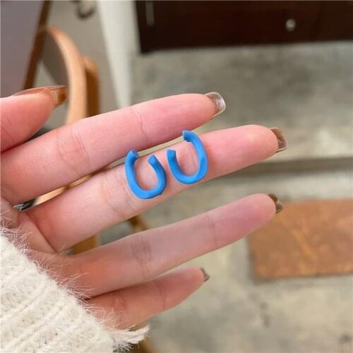 S925 needle blue earrings simple small and lovely womens earrings in 2021 new trend creative personality fashion