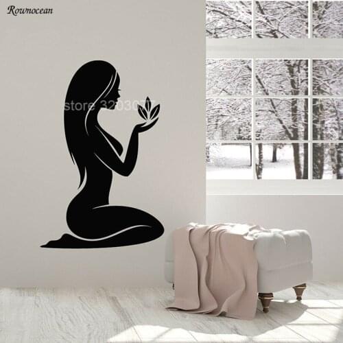Spa Wall Decal Naked Girl Nature Flowers Massage Beauty Salon Interior Decor Window Vinyl Stickers Waterproof Mural Art 2125
