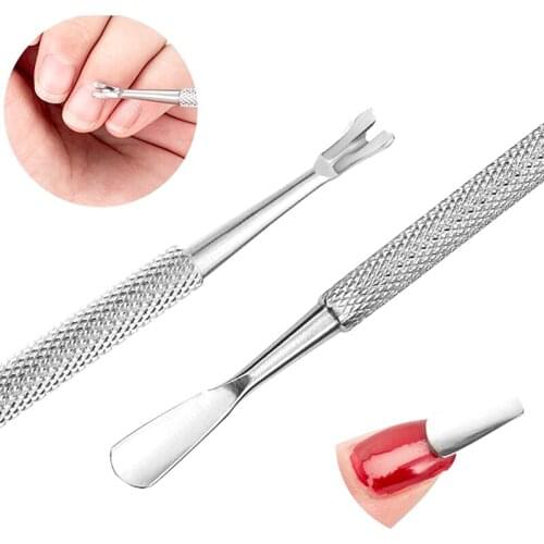 Nail Remover Gel Polish Remover Culticle Pusher Stainless Steel Stick Rod Cleaner Nail UV Gel Lak Remover Dead Skin Dual-ended