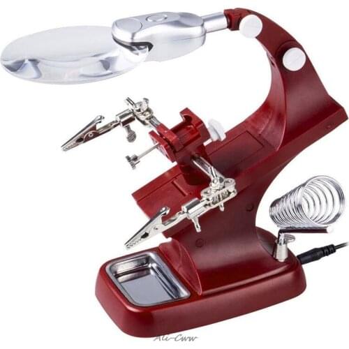 LED Clamp Soldering Iron Stand Helping Hands Magnifying Glass Magnifier Clip SMD Hands Soldering Iron Stand