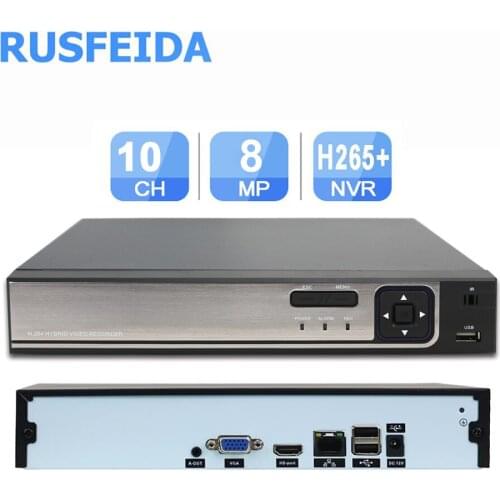 RUSFEIDA 10CH 4K 8MP NVR Video Recorder H.265 Home Surveillance Security System CCTV HD 8MP for Analog IP Camera Face Detection