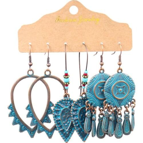 Vintage Earrings For Women Western Jewelry Bohemian Statement Ethnic Drop Earrings Boho Accessories Dangle Earrings Set 2020