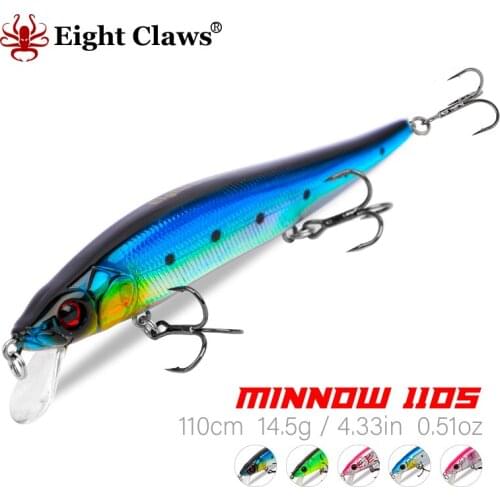EIGHT CLAWS 110mm 14.5g Minnow Fishing Lure Sinking Jerkbait Hard Wobbler Bait Plastic Lifelike Swimbait Crankbaits