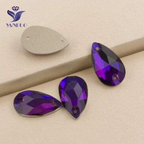 YANRUO 3230 All Sizes Purple Velvet Best Quality Drop Sew On Crystal Strass Rhinestone Flatback For Garment Craft