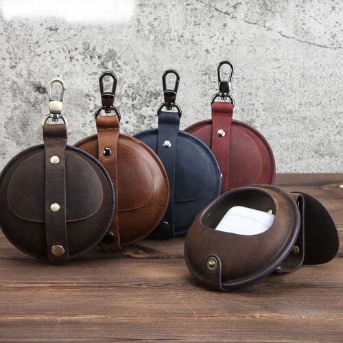 For Airpods Pro Protective Cover Retro Crazy Horse Leather Portable Multifunctional Wireless Bluetooth Headset Case Storage