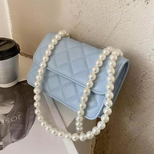 Womens Pu Leather Bag Crossbody 2021 Summer Luxury Brand Mini Beaded Shoulder Belt Design Female Handbags and Purses