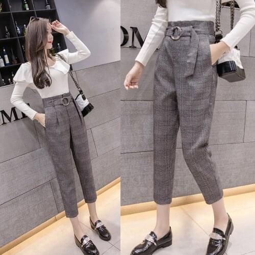 S-2xl Autumn Retro Bud Trousers Women 2020 Fashion Harem Pants Women Plus Size Formal Pants Women With Belt