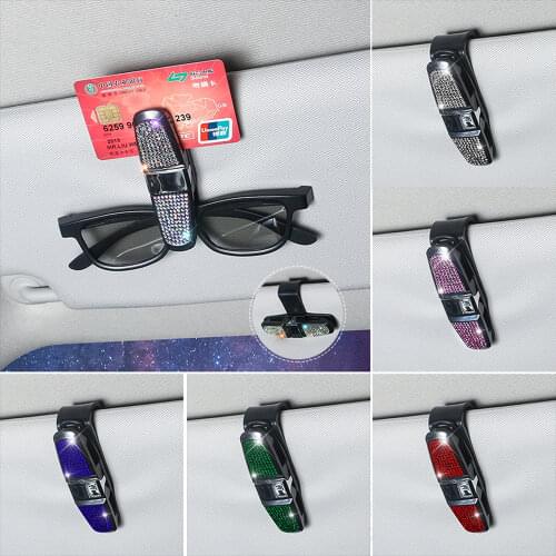 1PCS Diamond Car Glasses Holder Sun Visor Glasses Bracket Car Decoration Clip Bill Clip Car Assessoires Interior for Women
