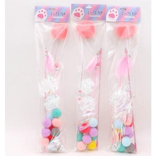 15PCS Cat Wand Set Cat Interactive Toy Kitten Teaser Soft Cat Ball Toy Crinkle Ball for Cats Funny Training Toys Legendog