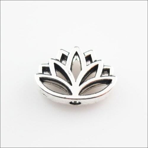 16 New Flower Lotus Charms Tibetan Silver Tone Spacer Beads 11x16mm