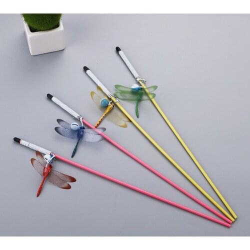 2021 Funny Short Wand Dragonfly Pet Cat Bell Tease Play Interactive Toy cat accessories gatos accesorios juguetes para gatos