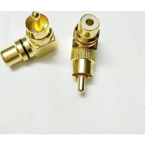 50pcs Brass RCA right angle connector plug adapters M/F male to female 90 degree Gold-Plated