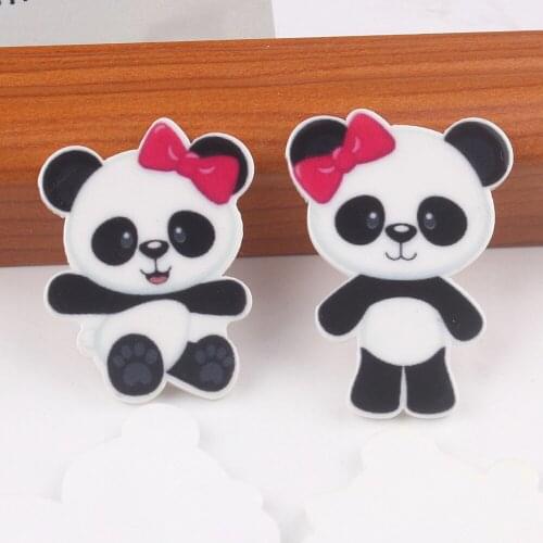 50pcs/lot Cartoon China Panda Flatback Resin Cute Hair Bow Panda Planar Resin Cabochon DIY Craft Embellishments Decorations