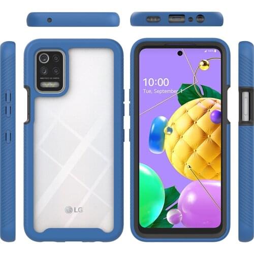 Shock Absorption Bumper + Rugged Clear Back Shell Phone Case for LG K52 Transperant Cover Case