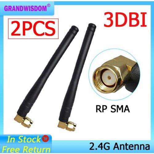 2pcs 2.4GHz WiFi Antenna 3dBi Aerial RP-SMA Male Connector 2.4 ghz antena 2.4G wi fi antenne For Wireless Router Booster