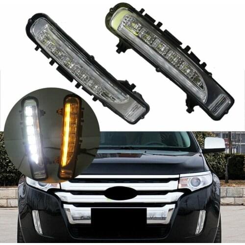 12V Car White/Amber Switchback LED Daytime Running Lights with Turn Signal Lights Exact Fit for Ford Edge 2011-2014