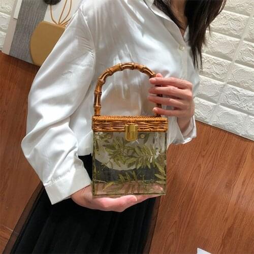 Handwork Bamboo Handbag Acrylic Handbag Cheap Womens Bags Bamboo Small Bag Transparent Womens Bags Cosmetics Bag For Phone