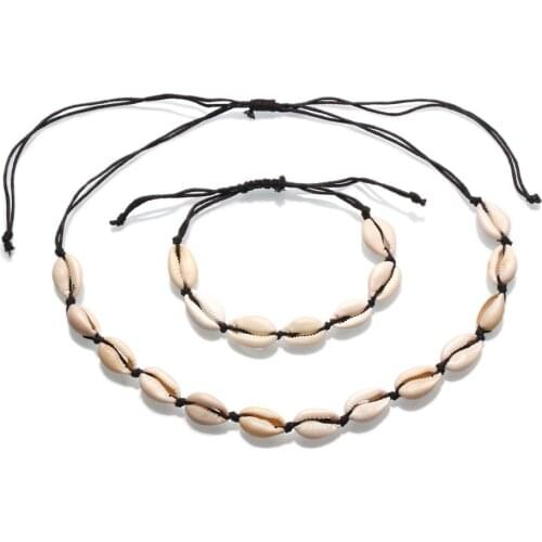 White Cowrie Seashell Waxed String Handmade Necklace&bracelet Women Men 2020 New Fashion Shellls Nice Summer Jewelry Present Her