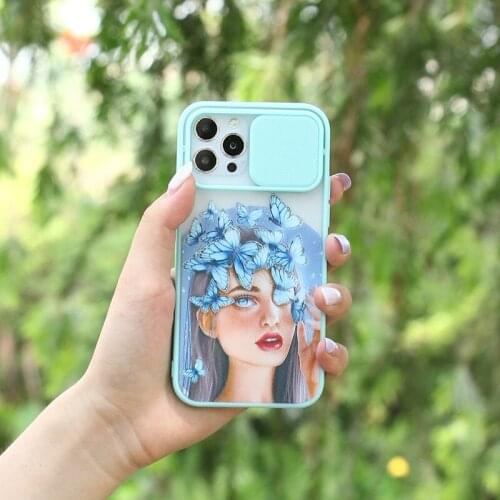 Hand drawn Fashion Girl Phone Case for iPhone 11 12 Pro Max XR XS Max Case 7 8 Plus SE 2020 Phone Cover Matte Bumper Case Cover
