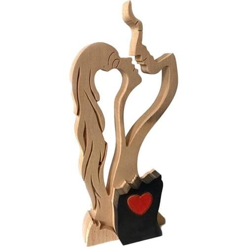 Wooden Statue Ornaments Wear Resistant Wood Kissing Wood Animal Decor Burr Free Valentines Day Love Gift Decoration