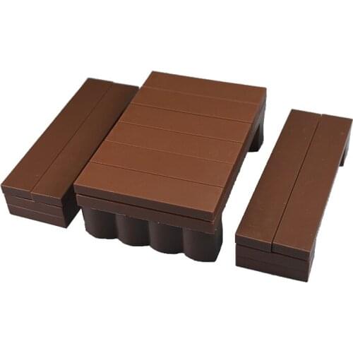 Creator City MOC For Kids Toys For Children Brown Tables and Chairs New Year Gifts Educational Bricks Compatible Building Blocks