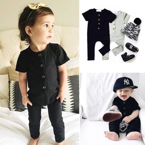 Infant Newborn Toddler Baby Boy Girl Clothes Summer Spring Romper Playsuit Casual Short Sleeve Clothes Solid Outfits 0-24M