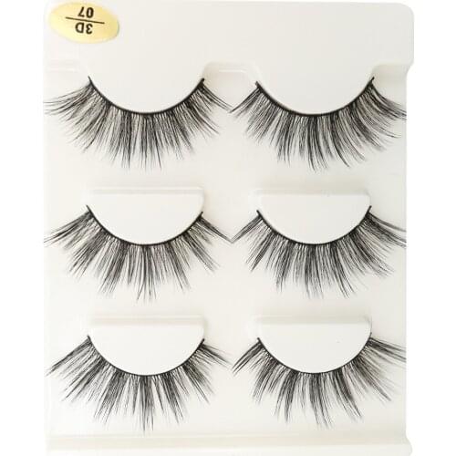 Flash Girl Hot sale 3D07 SOFT 3 Pairs 100% Handmade 3D Mink False Eyelashes With Packaging Box