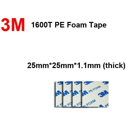 Hot sale 20pcs 3M 1600T White color Double Sided Adhesive PE Foam Gasket tape 1.1mm Thick 25mm*25mm square Mounting Tape