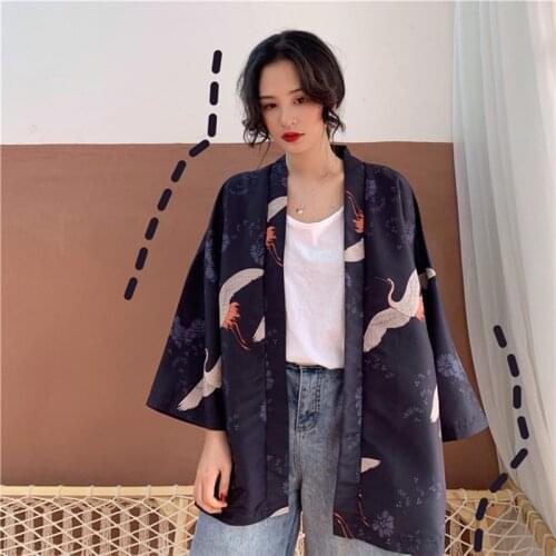 Women Japanese Style Kimono Haori Women Cardigan Chinese Traditional Japanese Clothing Asian Clothes Japan Kimono Dress SL1328