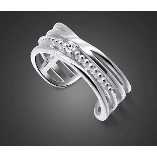 New 100% 925 Sterling Silver Cubic Zirconia Infinite Rings For Women Fashion Design Statement Adjustable Ring Jewelry Gift