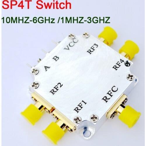 SP4T Switch 1Mhz to 3GHz / 10MHZ-6GHz RF Single Pole 4Throw Switch Isolated low insertion loss FOR Ham Radio amplifier