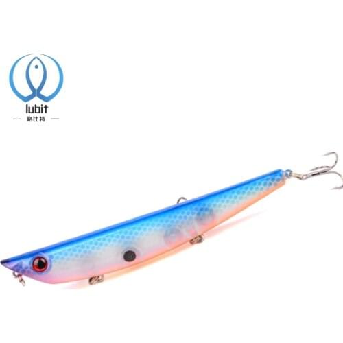 Lubit popkey 120 topwater 12cm 17g Popper Fishing Lures Fishing Tackle 3D Eyes Fish Bait Pencil Popper for Saltwater Freshwater