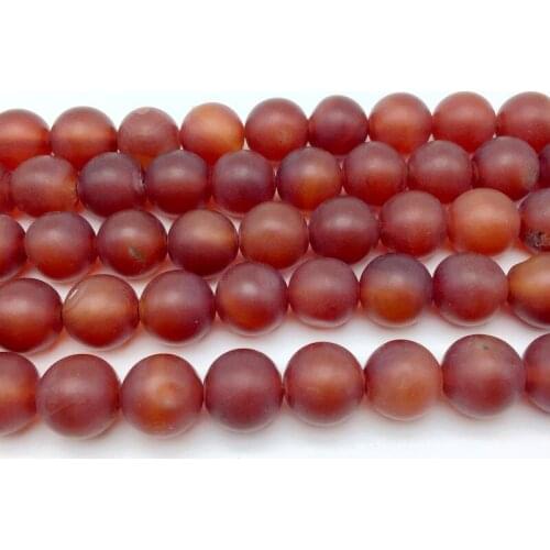 Matte Frosted Red agates Carnelian Stone Beads Round Loose Spacer 6 mm 8 mm 10 mm 12 mm DIY Earrings Necklaces