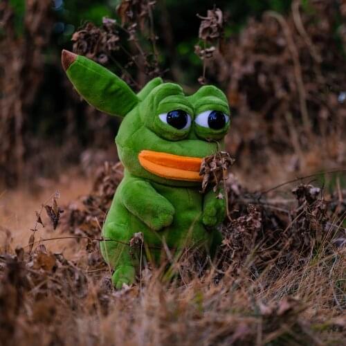 28cm Kawaii Pokemon Plush Pikachu Stuffed Toy Cosplay Sad Frog Pepe Anime Animal Frogs Doll Room Decor Soft Pillow Halloween