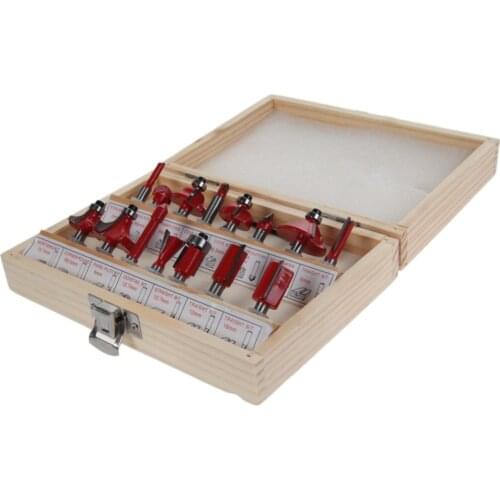 15PCS 1/4" Professional Shank Tungsten Carbide Router Bit Set Wood Case tool kit Milling Cutter Router bit set 6.35mm