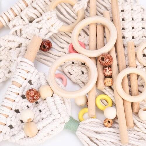 Macrame Craft Sets Assorted Macrame Wooden Beads and Wood Rings Set for Crafts DIY Handmade Decorations Jewellery Craft Making