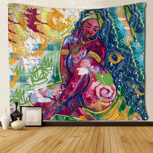 African Girl African Afro Black Women Lady Art Wall Hanging Tapestries