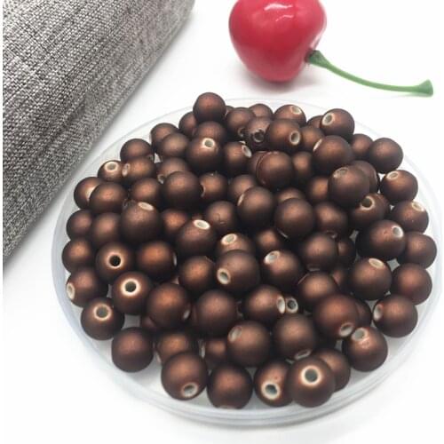 New 50pcs 8mm Acrylic Beads Spacer Loose Bead For Jewelry Making Accessory Beads DIY Coffee