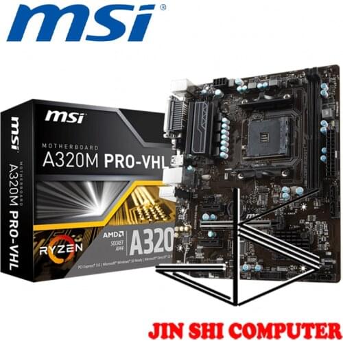 NEW MSI A320M PRO-VHL Supports AMD® Ryzen Socket AM4 Support DDR4 1866/2133/2400/2667/2933(OC)/3200(OC) Mhz SATAIII