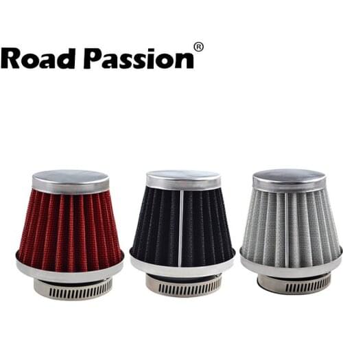 Road Passion Red/Black/Silver 42mm Motorcycle Mushroom Head Intake Clamp-on Air Filter Cleaner for Honda Kawasaki Suzuki Yamaha