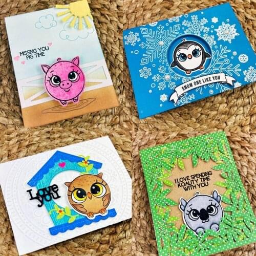 Little Pig Penguin Owl Koala 4 Types of Adorable Animals Stamps And Die Sets For DIY Scrapbooking Album Paper Cards Making