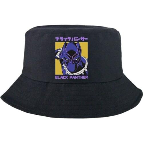 Disney Marvel Black Panther Bucket Hat Outdoor Casual Sunscreen Fashion Cotton Graphic Panama Cap For Man Women Fishing Hat