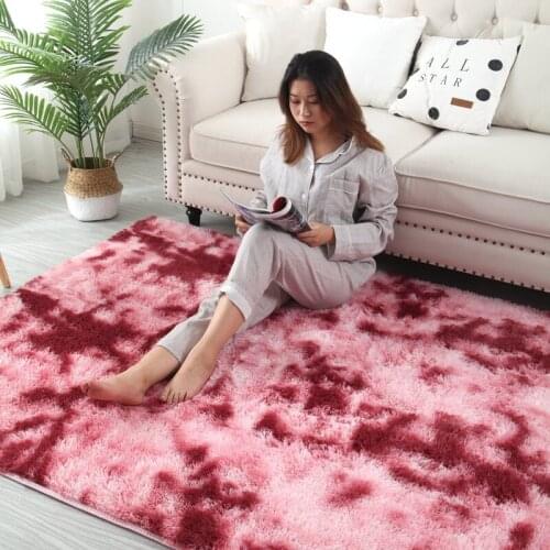 Variegated tie-dye gradient carpet soft skin mat encryption thick rug does not lint does not fade blanket plush bedside carpet