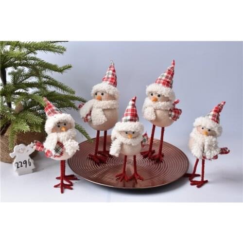 Christmas decoration flocking bear and deer ornaments fabric chick owl decoration window counter arrangement single group